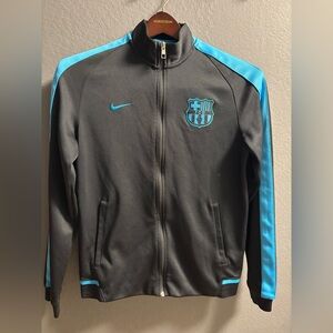 Nike FC Barcelona Track Jacket Mens med Black Teal Full Zip Training Soccer